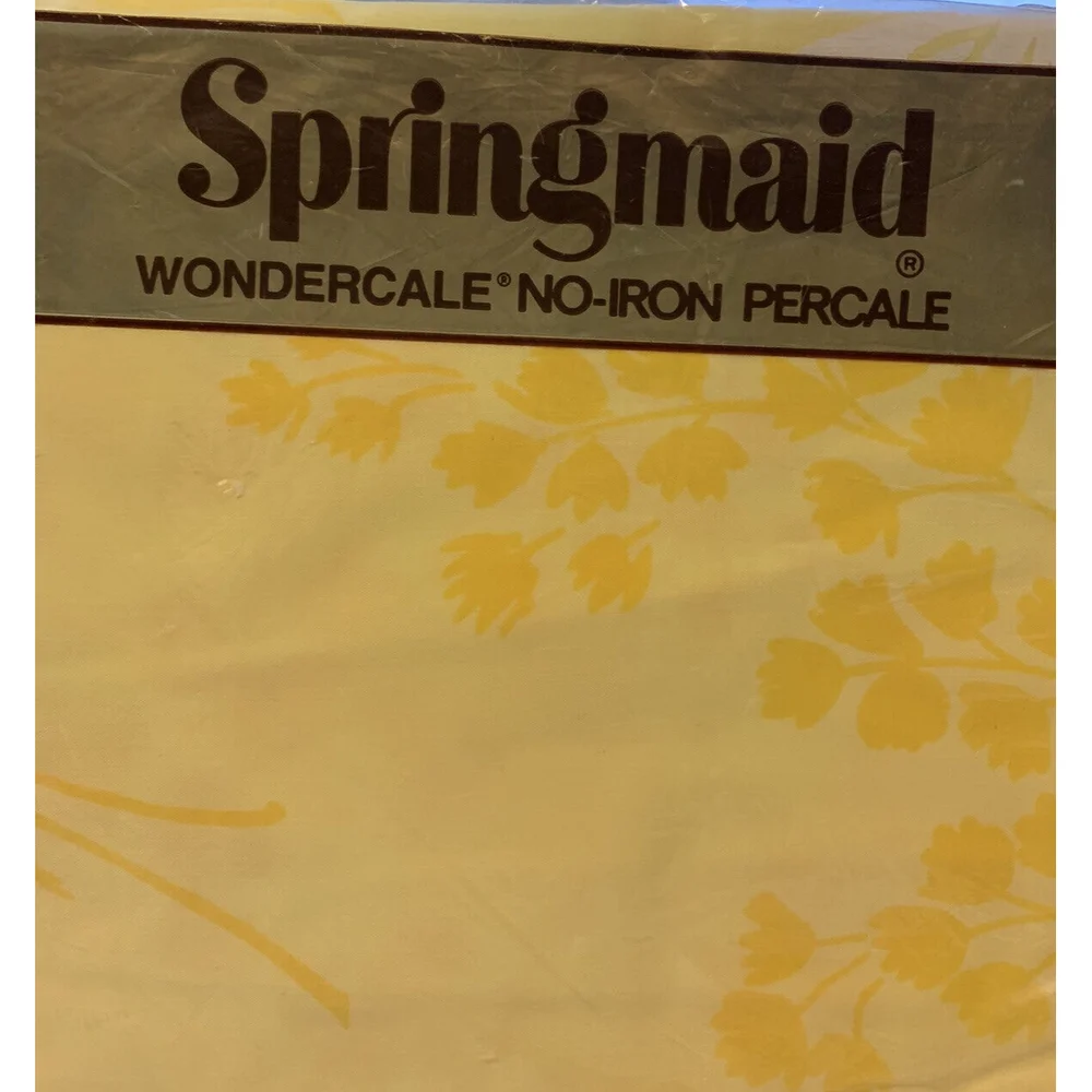 Vtg Springmaid No Iron Percale Double Full Fitted Sheet Yellow Butterfly NEW NOS